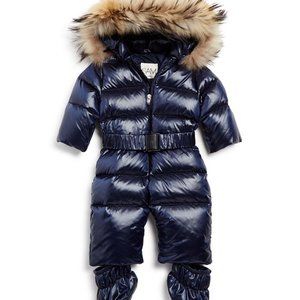 SAM. Snowsuit with Fur Hood - Boys, Girls - Dark Blue